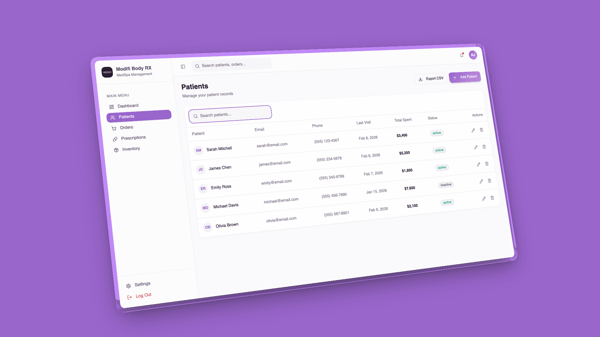 Modifi Rx custom software interface built by Unstaq Houston