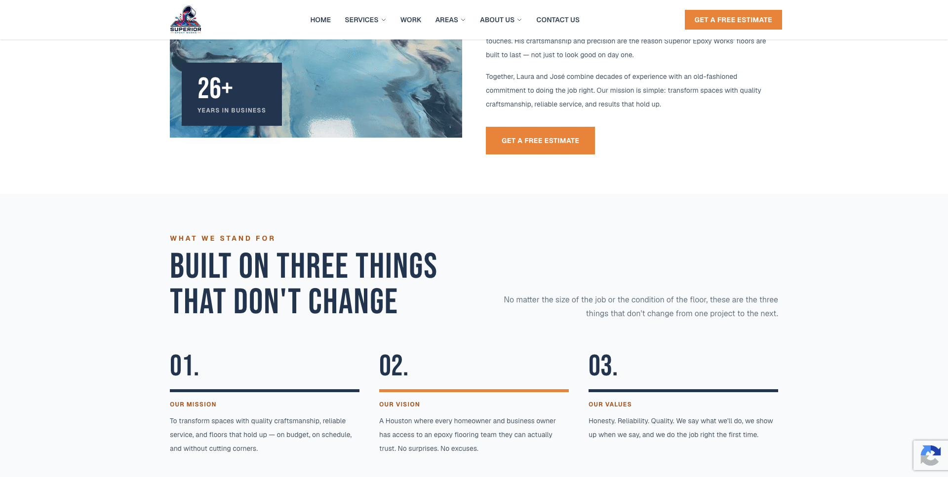 Superior Epoxy Works custom website homepage design