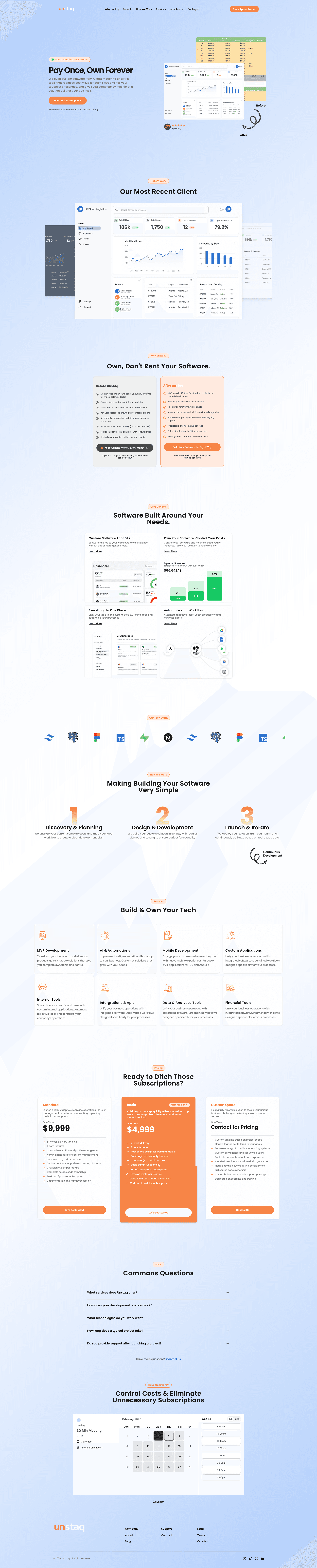 Unstaq website design and development